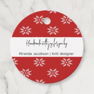 Knitting red handmade personalizable favour tags