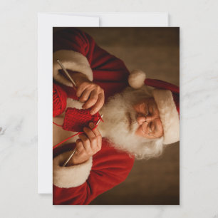 Knitting Santa Holiday Card