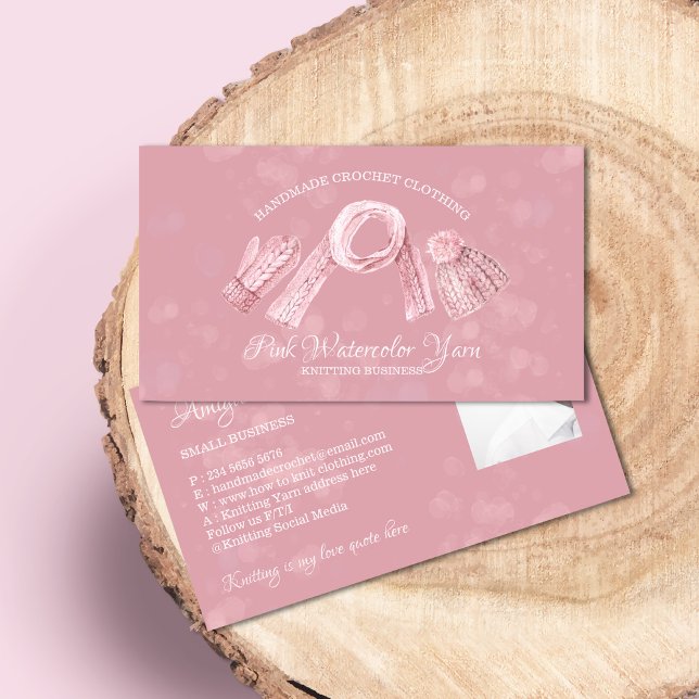 Knitting Sew Crochet Winter Snow Bokeh Business Card (Creator Uploaded)