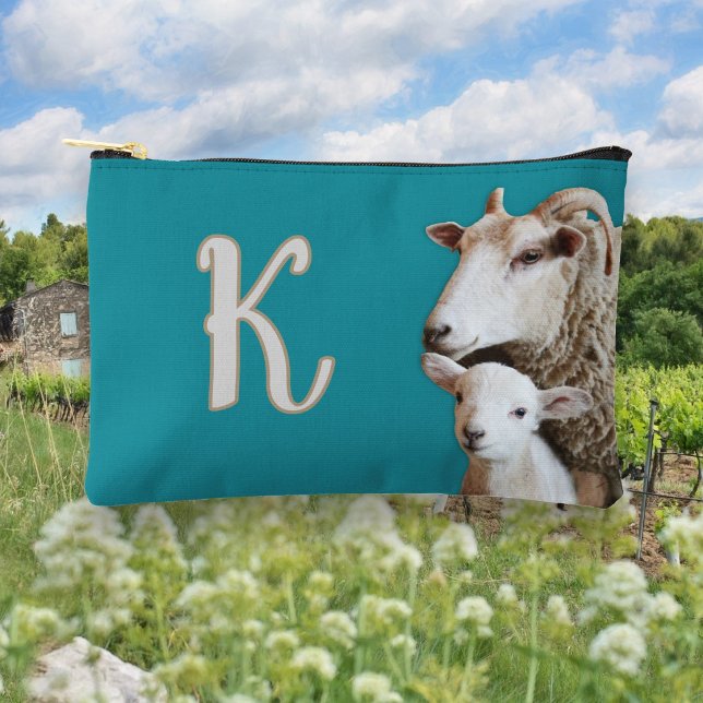 Knitting Sheep Lamb Monogram Accessory Pouch (Creator Uploaded)