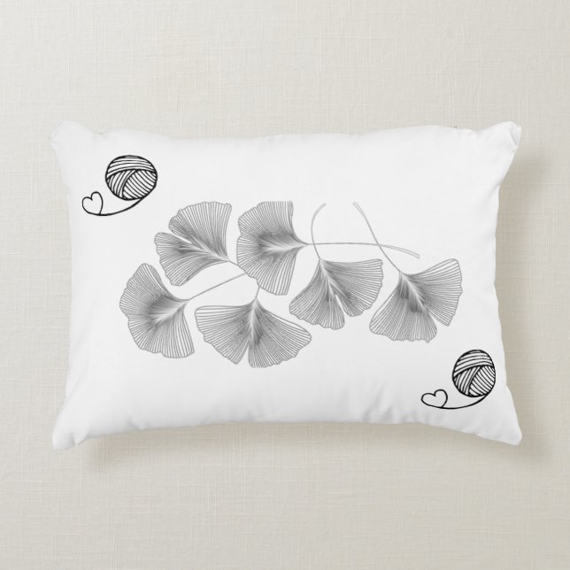 Knitting Thread & Floral Art Pillow (Front)