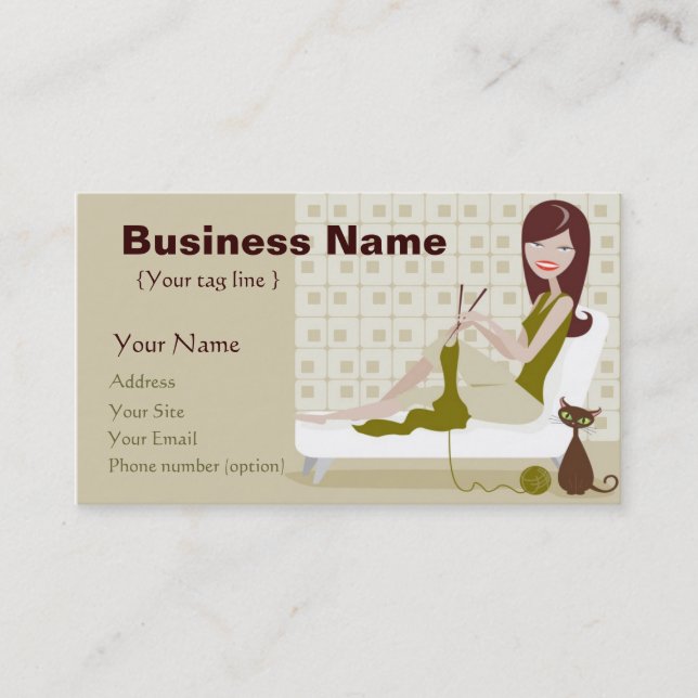 Knitting Time Business Card Template (Front)