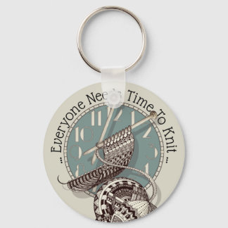Knitting Time Doodle Art Illustration Key Ring