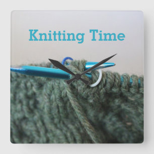 Knitting Time Joke Square Wall Clock