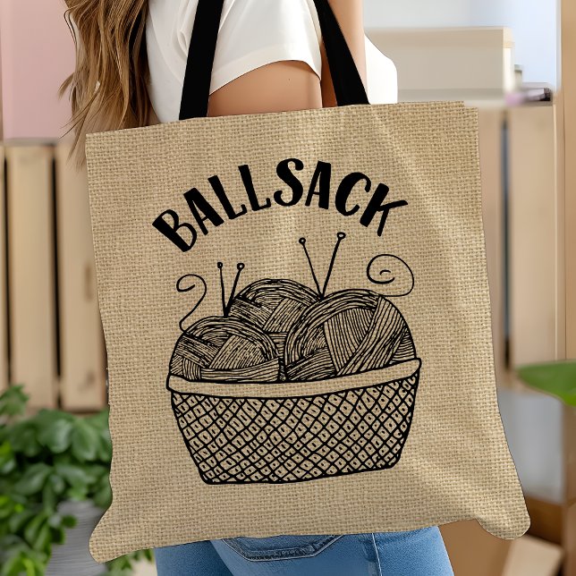Knitting Tote Bag Funny Ball Sack Knitter Gift (Creator Uploaded)