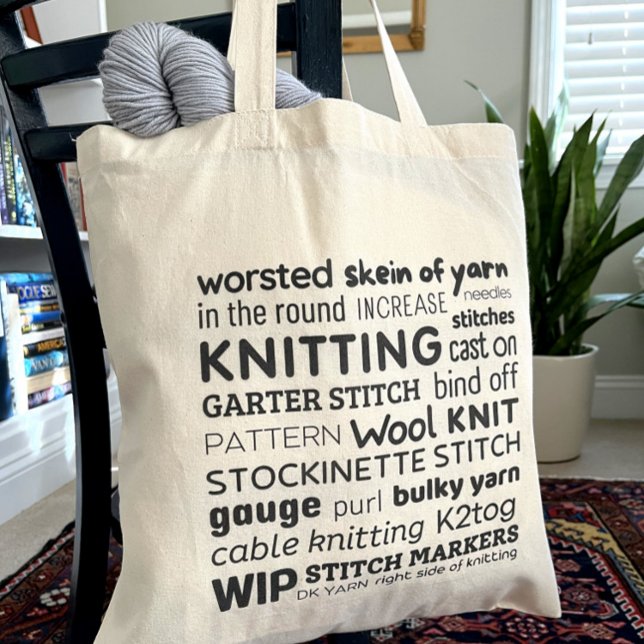 Knitting Tote Bag - Knitter's Word Collage (Creator Uploaded)