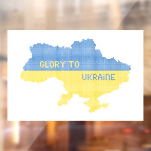 Knitting Ukrainian state map text Glory to Ukraine