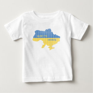 Knitting Ukrainian state map text Glory to Ukraine Baby T-Shirt