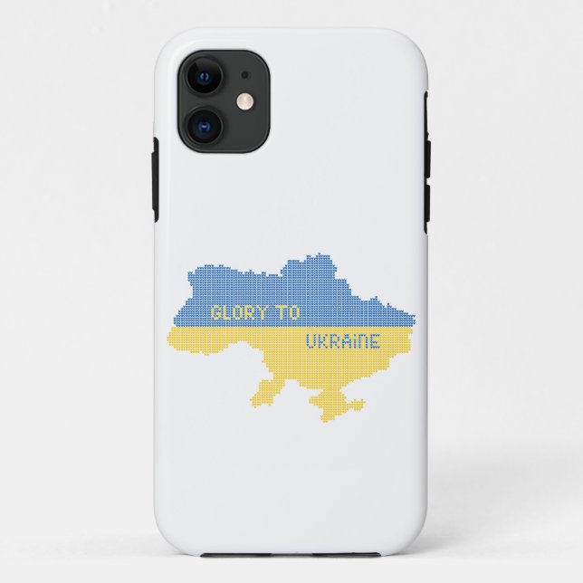 Knitting Ukrainian state map text Glory to Ukraine Case-Mate iPhone Case (Back)
