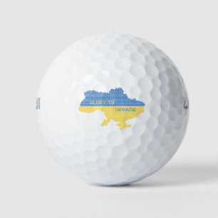 Knitting Ukrainian state map text Glory to Ukraine Golf Balls