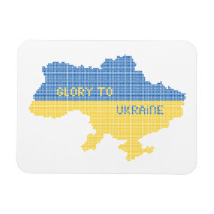 Knitting Ukrainian state map text Glory to Ukraine Magnet