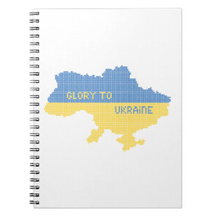 Knitting Ukrainian state map text Glory to Ukraine Notebook