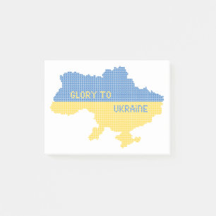 Knitting Ukrainian state map text Glory to Ukraine Post-it Notes