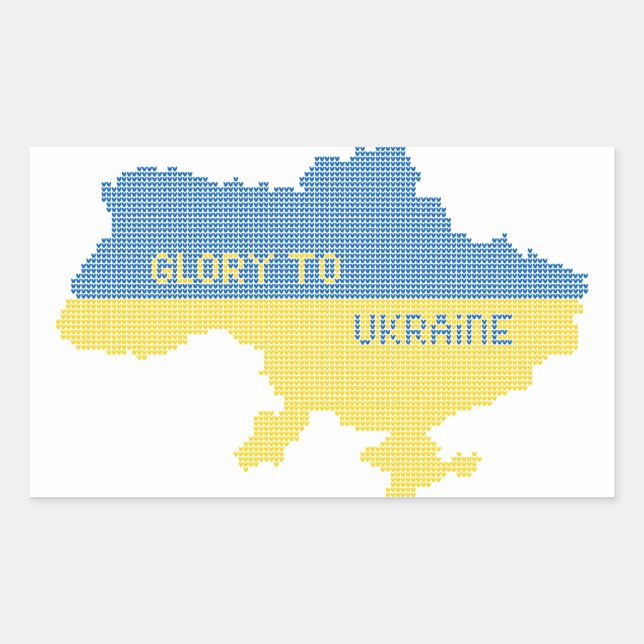Knitting Ukrainian state map text Glory to Ukraine Rectangular Sticker (Front)