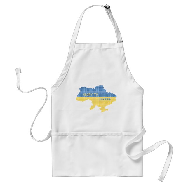Knitting Ukrainian state map text Glory to Ukraine Standard Apron (Front)