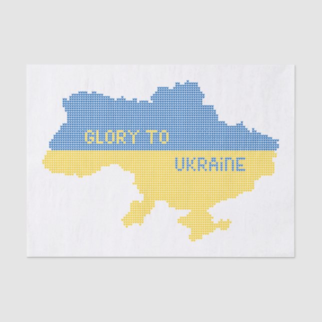 Knitting Ukrainian state map text Glory to Ukraine Tissue Paper (Front)