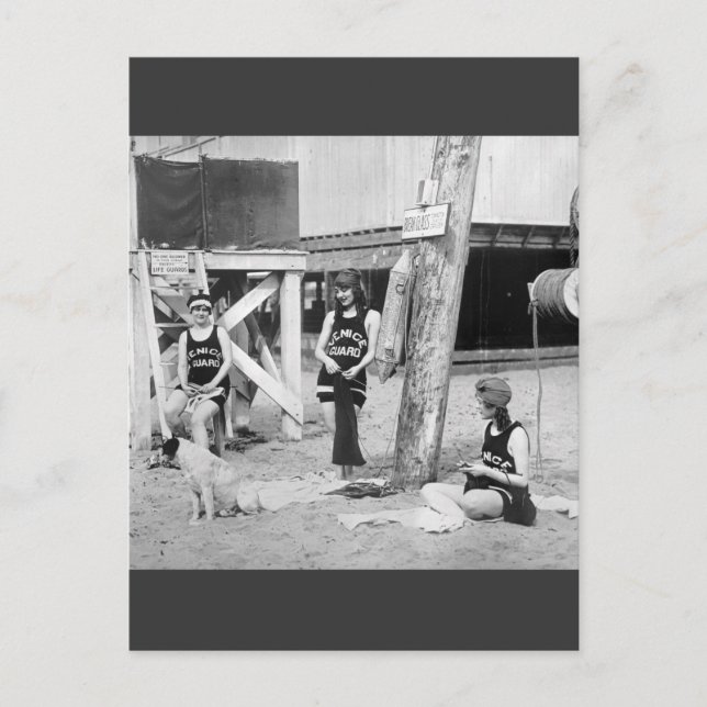 Knitting Venice Lifeguards, early 1900s Postcard (Front)