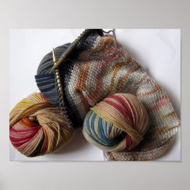 Knitting with Wool Yarn Poster (Front)