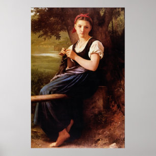 Knitting Woman by William-Adolphe Bouguereau Poster