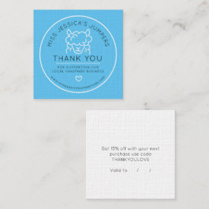 Knitting wool alpaca logo blue Thank you Loyalty Card