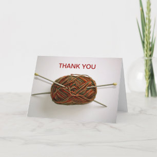 Knitting Wool and Needles Thank You Card
