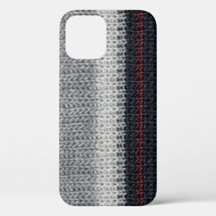 Knitting wool: red, white stripes. iPhone 12 case