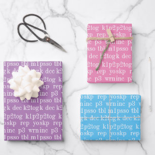 KNITTING WORDS Flat Sheet Wrapping Paper II