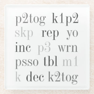 KNITTING WORDS Glass Drink Coaster