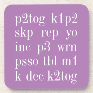 KNITTING WORDS Hard Plastic Coasters II