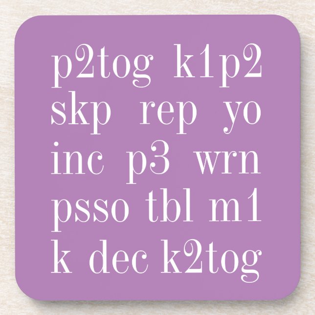 KNITTING WORDS Hard Plastic Coasters II (Front)