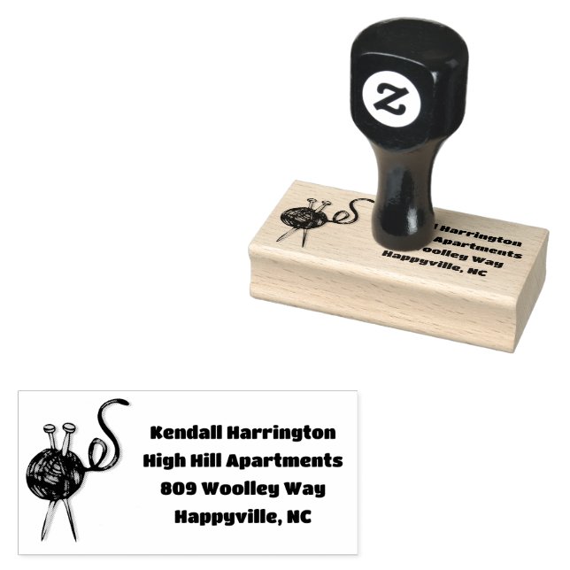 Knitting Yarn Return Address Ink Stamp (Stamped)