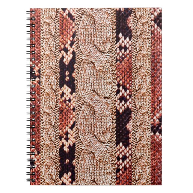 Knitwear Fabric Texture, geometric texture, snake  Notebook (Front)