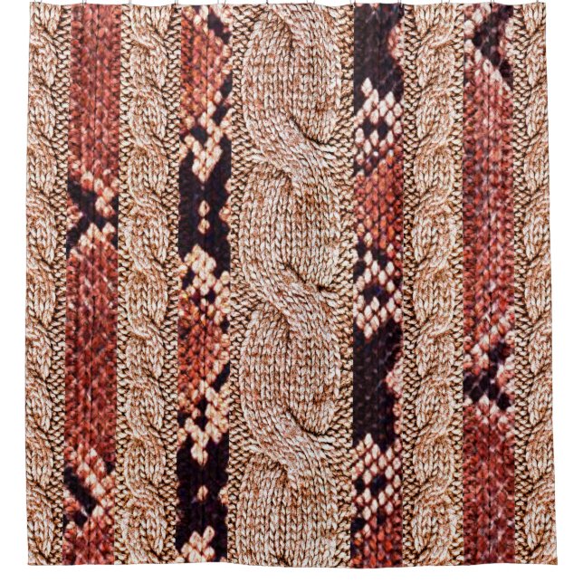 Knitwear Fabric Texture, geometric texture, snake  Shower Curtain (Front)