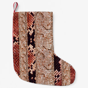 Knitwear Fabric Texture, geometric texture, snake  Small Christmas Stocking