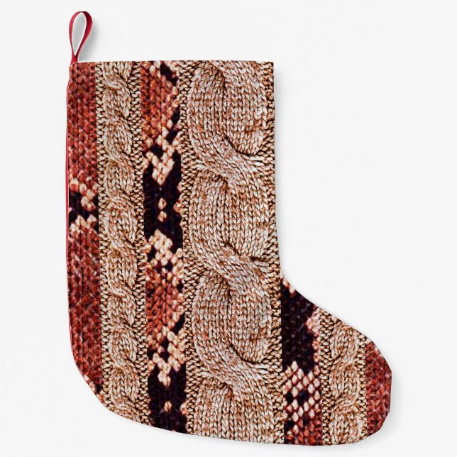 Knitwear Fabric Texture, geometric texture, snake  Small Christmas Stocking (Front)
