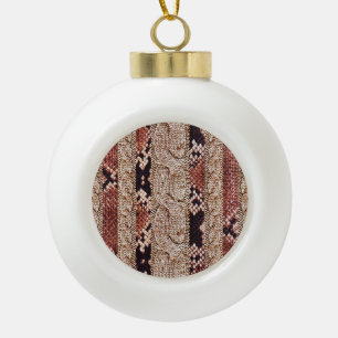 Knitwear texture, geometric snake pattern. ceramic ball christmas ornament