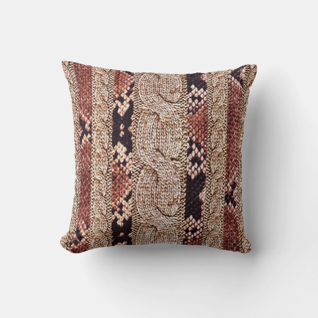 Knitwear texture, geometric snake pattern. cushion (Front)