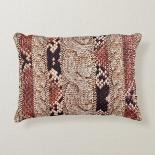 Knitwear texture, geometric snake pattern. decorative cushion