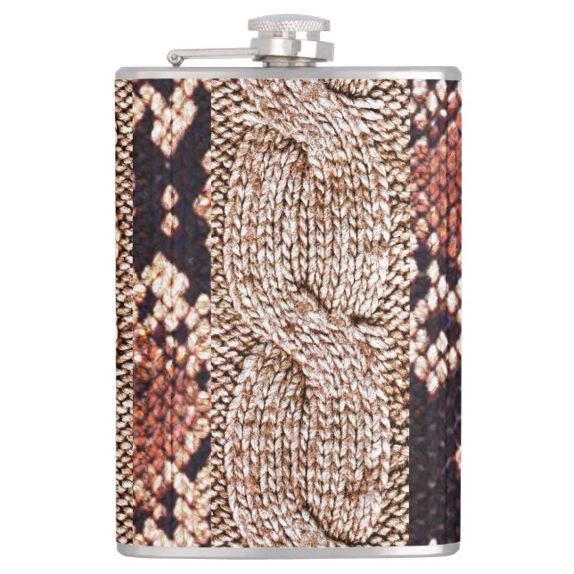 Knitwear texture, geometric snake pattern. hip flask (Front)