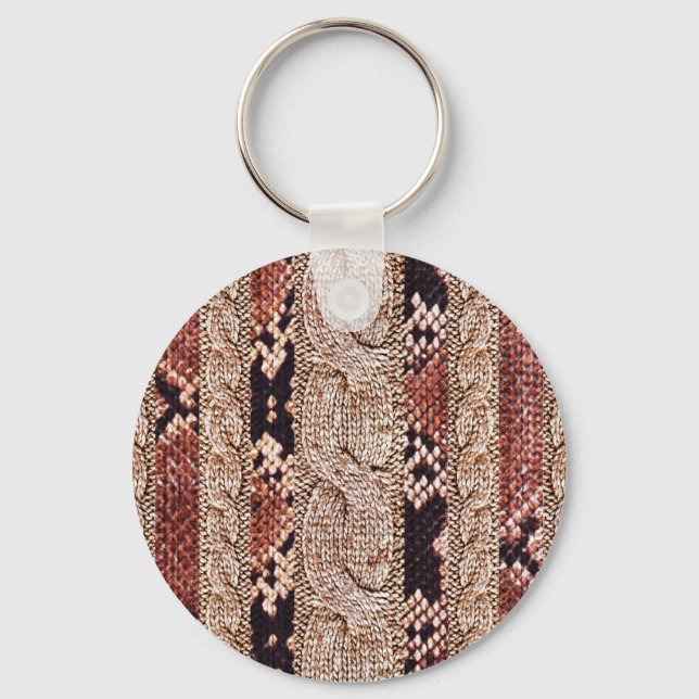 Knitwear texture, geometric snake pattern. key ring (Front)