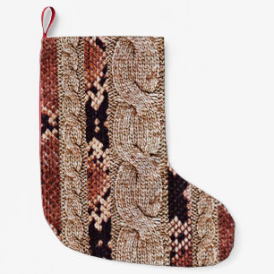 Knitwear texture, geometric snake pattern. small christmas stocking