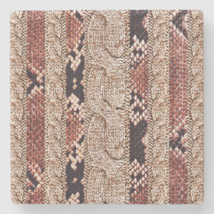 Knitwear texture, geometric snake pattern. stone coaster