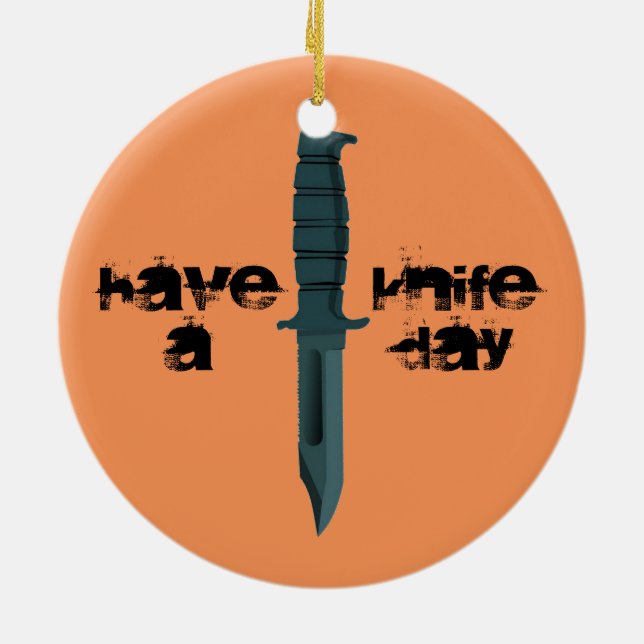 Knives Have a Knife Day Ceramic Tree Decoration (Back)