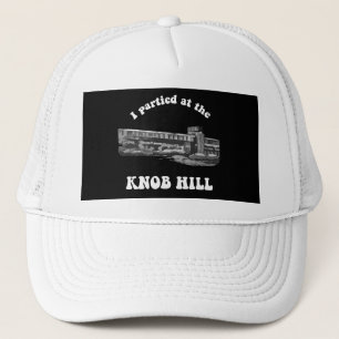 Knob Hill Trucker Cap- White on Black Hat