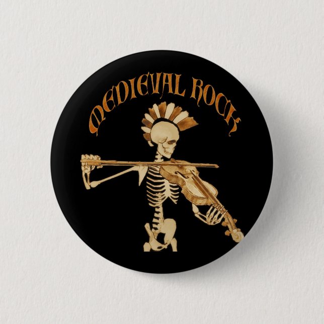 Knochengeiger v Skeleton Fiddler - Medieval Rock 6 Cm Round Badge (Front)