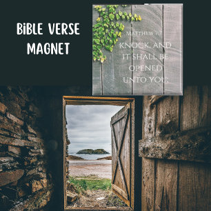 Knock And The Door Will Open Bible Verse  Magnet