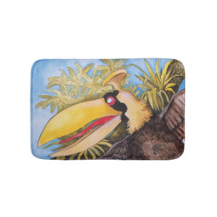 "Knock Knock Bird" Art by Mike Quinn Bath Mat