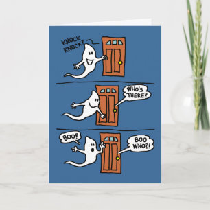 Knock Knock Halloween Cartoon Ghost Kids Greeting Card