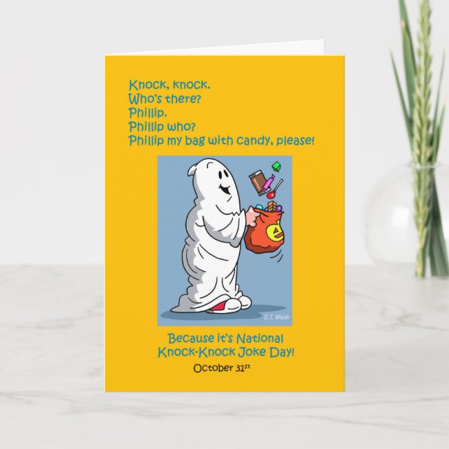 Knock Knock Joke Day October 31st Halloween Holiday Card (Front)