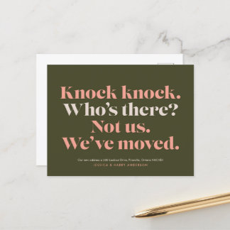 Knock Knock Moving Announcement Postcard